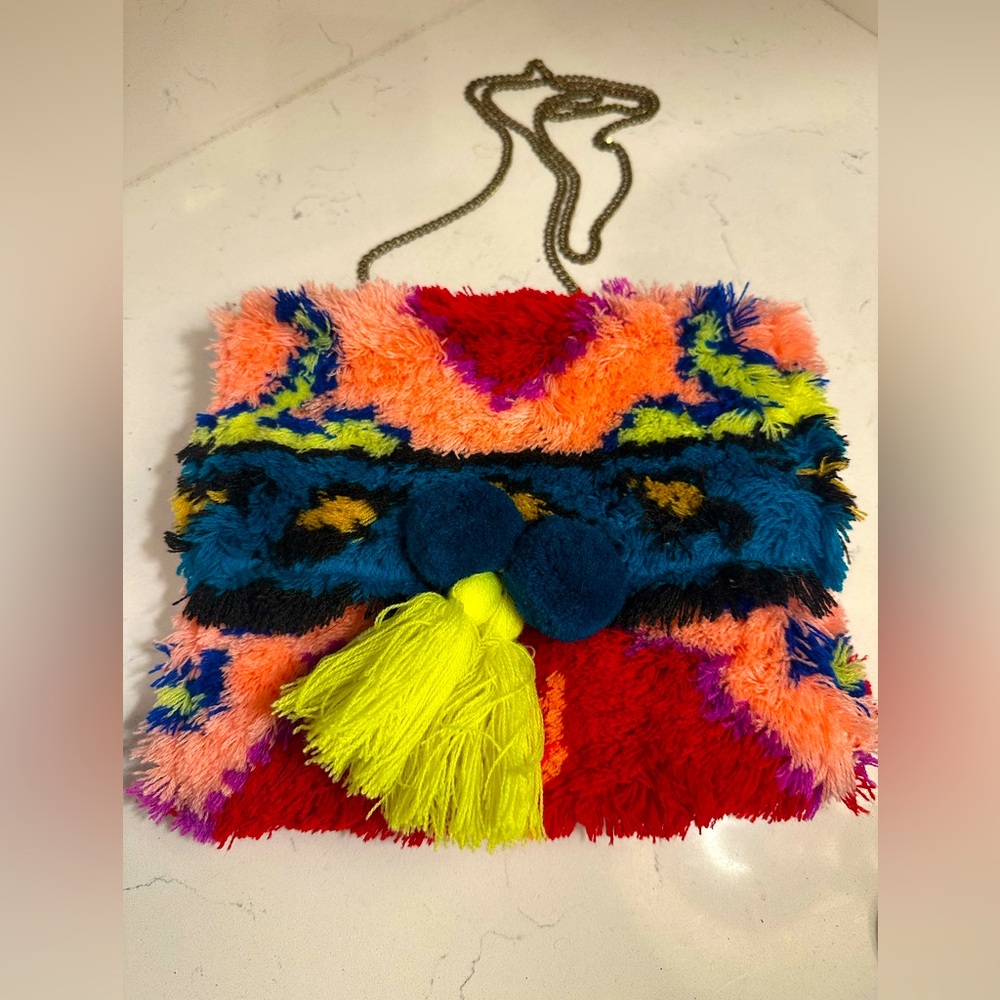 Camel Treads New Bohemian gold chain purse.